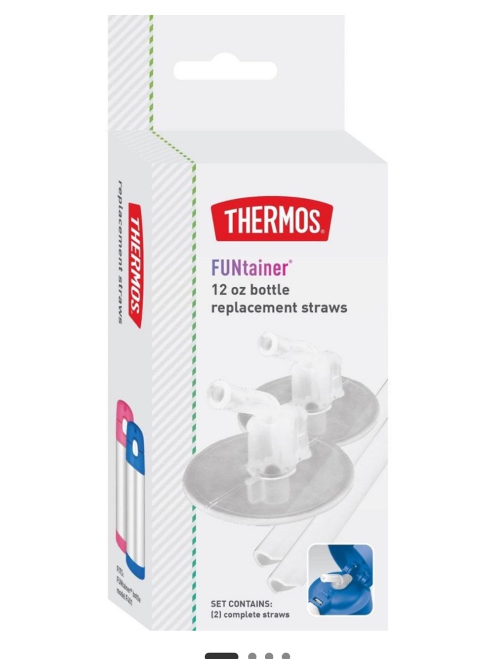 Thermos White/Clear FUNtainer Replacement Straws (2-Pack) new